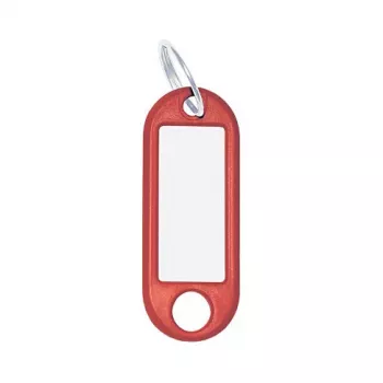 WEDO Anello portachiavi con etichetta, diametro: 18 mm, plastica rossa, con inserto bianco scrivibile sostituibile (262 101802)