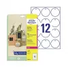 Avery Zweckform T3004-10 Etichette rotonde non adesive, poliestere, bianche, 60 mm, 120 etichette