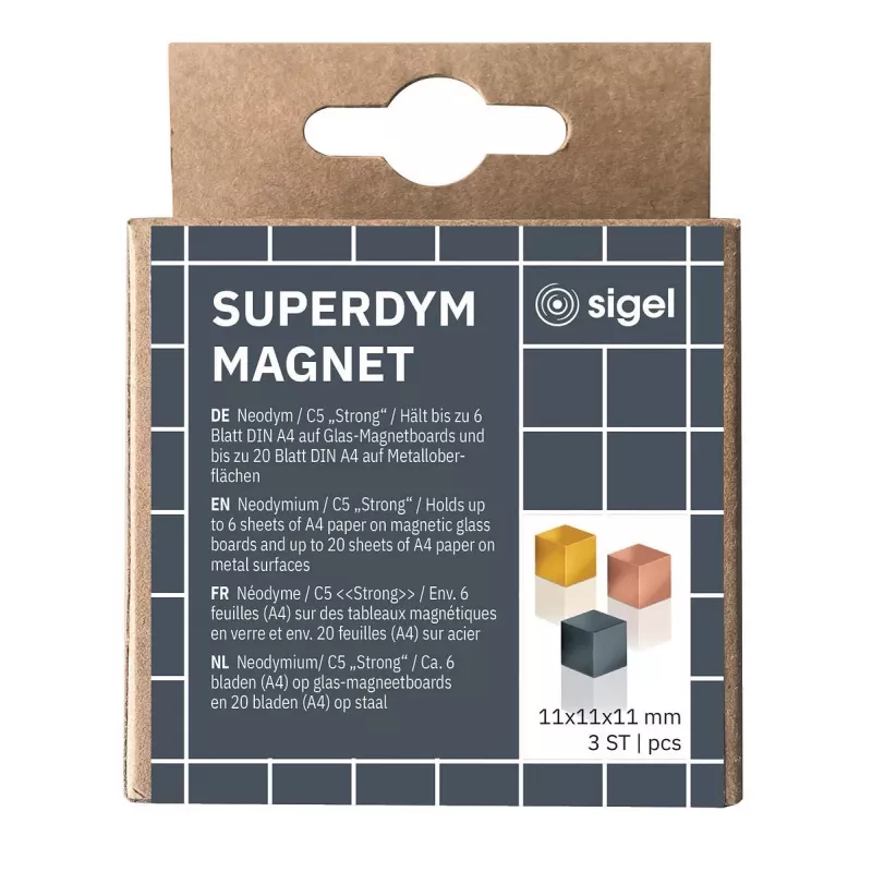 SIGEL BA724 magneti in neodimio a cubo 11 mm rame oro grigio lucido confezione da 3
