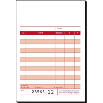 SIGEL KC621 blocco ricevute con foglio di addizione, A6 orizzontale, 50 moduli, numerati progressivamente, bianco