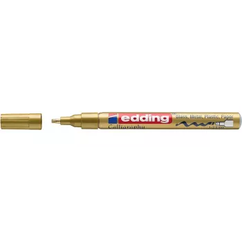 EDDING 4-753053 Pennarello vernice oro - punta tonda - spessore tratto 1-2 mm - fusto in alluminio - a base olio - permanente - alta coprenza