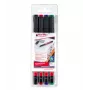EDDING 141 F Set pennarelli permanenti - punta fine 0,6 mm - nero, blu, verde, rosso - 4 pennarelli