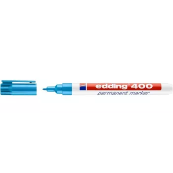 EDDING 400 Pennarello permanente - azzurro - punta tonda - 1 mm - plastica - cartone, vetro, pelle, metallo, plastica, legno