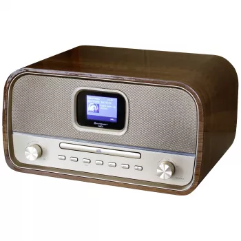 Soundmaster DAB970BR1 radio da tavolo DAB+, FM, AUX, Bluetooth, CD, USB, funzione ricarica batteria, marrone