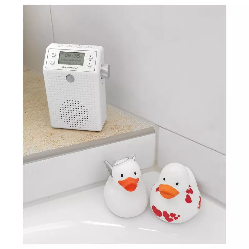 Soundmaster DAB60WE radio da presa DAB+, FM, Bluetooth, USB con funzione vivavoce, resistente agli schizzi, bianca