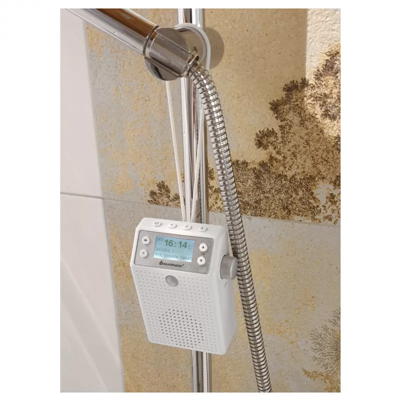 Soundmaster DAB60WE radio da presa DAB+, FM, Bluetooth, USB con funzione vivavoce, resistente agli schizzi, bianca