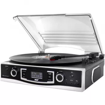 Soundmaster PL590SW impianto stereo giradischi con DAB+, FM, AUX, USB, funzione di registrazione, nero
