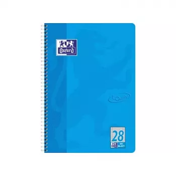 Oxford Touch blocco college A4+ a quadretti Sea Blue 80 fogli 160 pagine a spirale microperforato 4 fori 90gsm Optik Paper certificato FSC