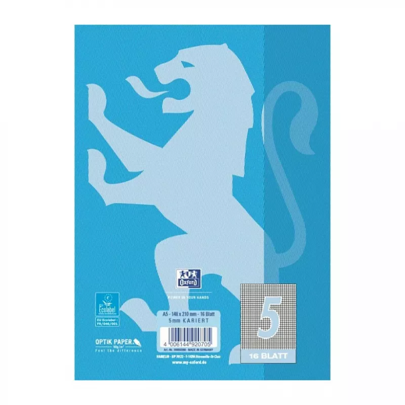 Oxford 100050368 quaderno A5 90 g/m2 blu