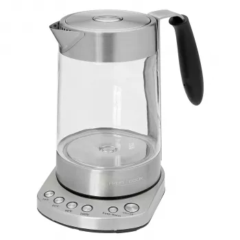 PROFI COOK PC-WKS 1020 G Bollitore per tè e acqua, acciaio inox/nero, 1,7 L, 2200 W