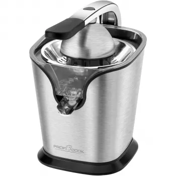 PROFI COOK PC-ZP 1154 Spremiagrumi, 160 W, acciaio inox, 500 ml, 2 coni, funzionamento a leva, nero/argento