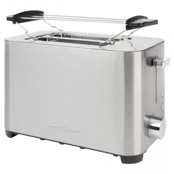 PROFI COOK Tostapane 2 fette PC-TA 1251, corpo in acciaio inox, fessure per toast extra larghe