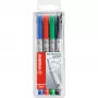 STABILO OHPen - 4 pezzi - nero - blu - verde - rosso - rotonda - extrafine - 0,4 mm - inchiostro a base d'acqua