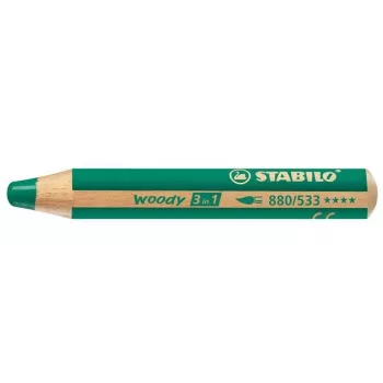 Matita colorata STABILO woody 3 in1 - verde - mina 10 mm - 1 pezzo