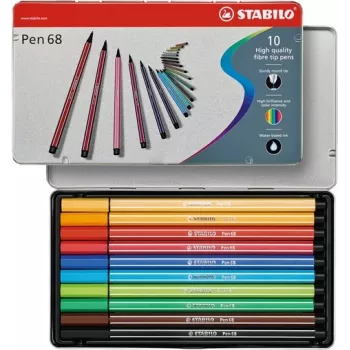 Pennarelli in fibra STABILO Pen 68 - 1 mm - 10 colori assortiti