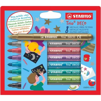 STABILO Trio DECO pennarelli, colori vivaci (confezione da 8)