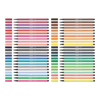 STABILO Pen 68 set pennarelli, 20 colori assortiti, scatola in plastica, Zebrui turchese, spessore tratto 1 mm