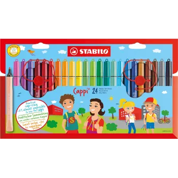STABILO Cappi pennarelli - 24 colori vivaci - punta tonda 1 mm - inchiostro lavabile
