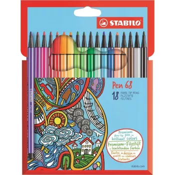 STABILO Pen 68 - fine - 18 colori - assortiti - punta tonda - 1 mm - assortiti