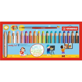 STABILO Woody 3 in 1 penna multi-talento - morbida - colori assortiti - 18 pezzi