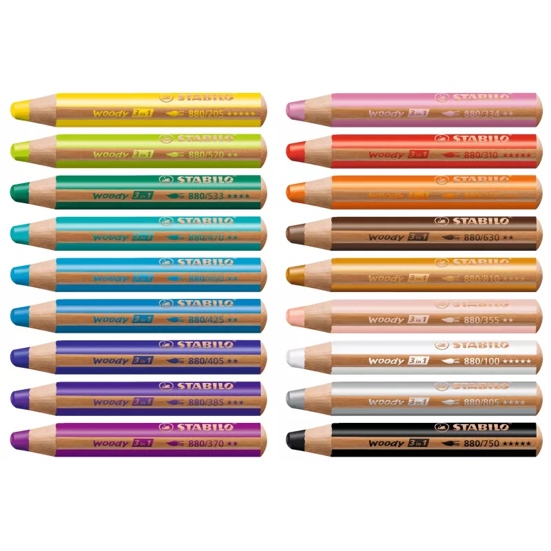STABILO Woody 3 in 1 penna multi-talento - morbida - colori assortiti - 18 pezzi