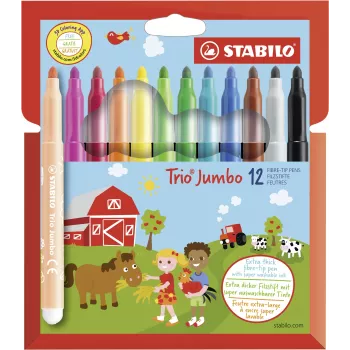 STABILO 380/12 set fineliner - 12 colori diversi (nero, blu, marrone, verde, ciano chiaro, verde chiaro, arancione, pesca, rosa, rosso, bianco, giallo) - punta 0,4 mm - inchiostro a base d'acqua - astuccio in plastica