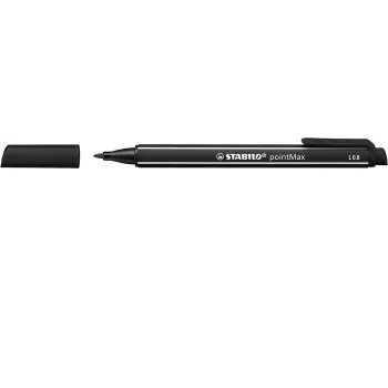 STABILO pointMax pennarello - nero - medio - 0,8 mm - tondo - inchiostro a base acqua - punta in nylon