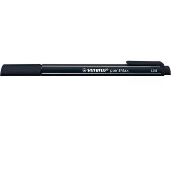 STABILO pointMax pennarello - nero - medio - 0,8 mm - tondo - inchiostro a base acqua - punta in nylon