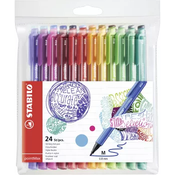 STABILO pointMax set di pennarelli fineliner - 24 colori diversi - punta in fibra 0,8 mm - inchiostro a base acqua
