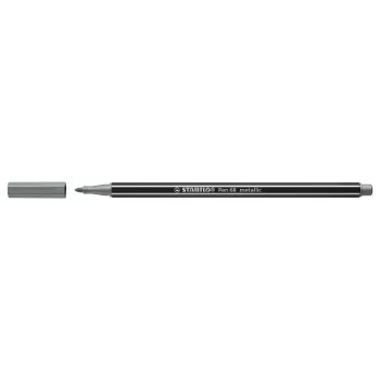 STABILO Pen 68 Metallic - argento - inchiostro a base acqua - esagonale - 1 pezzo