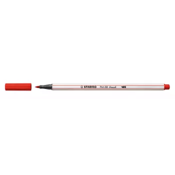 STABILO Pen 68 Brush - medio - rosso - punta a pennello flessibile - inchiostro a base acqua - Germania - adulti e bambini