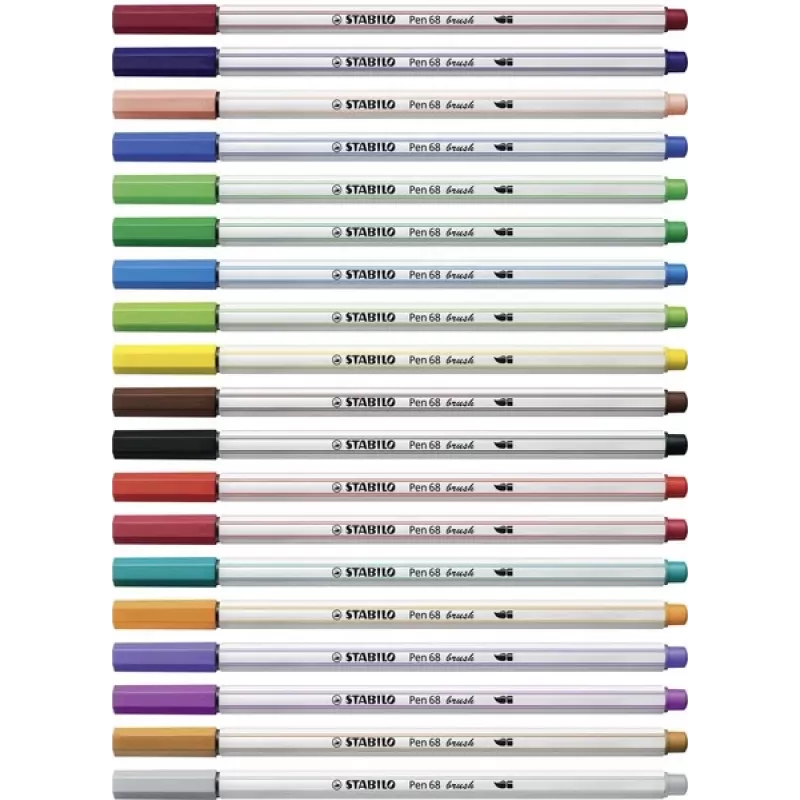 STABILO Pen 68 Brush - blu - punta a pennello - inchiostro a base acqua - esagonale - 1 penna