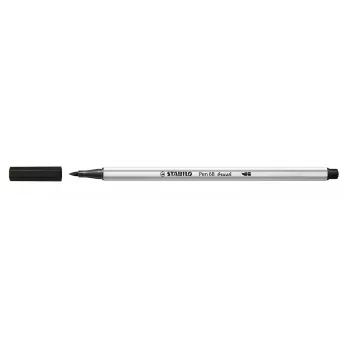 STABILO Pen 68 Brush - medio - nero - punta a pennello - inchiostro a base acqua - Germania - adulti e bambini