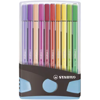 STABILO Pen 68 set di pennarelli - medio - 20 colori - assortiti - 1 mm - 24 h cap-off - inchiostro a base acqua