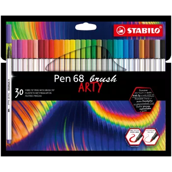 STABILO Pen 68 brush ARTY Edition set pennarelli a punta pennello - 30 colori assortiti in astuccio di cartone