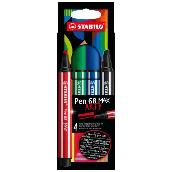 STABILO Pen 68 MAX confezione da 4 ARTY pennarello in feltro con punta a scalpello