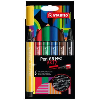 STABILO Pen 68 MAX confezione da 6 Arty Edition pennarelli in feltro con punta a scalpello