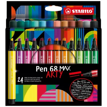 STABILO Pen 68 MAX astuccio da 24 ARTY pennarello in feltro con punta a scalpello