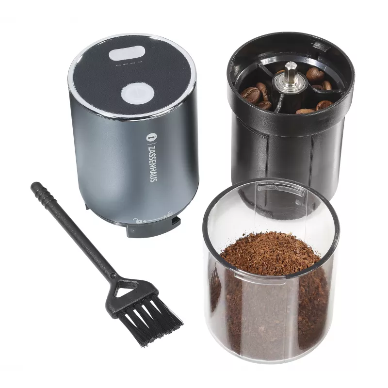Zassenhaus Mini Master macinacaffè USB, macinatura conica in ceramica, ricaricabile, nero/argento