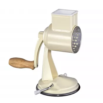 Zassenhaus grattugia a tamburo Classic crema – grattugia rotante a 3 tamburi con tamburi in acciaio inox, piede a ventosa, manovella ergonomica