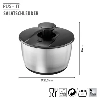 GEFU PUSH IT Centrifuga per insalata in acciaio inox