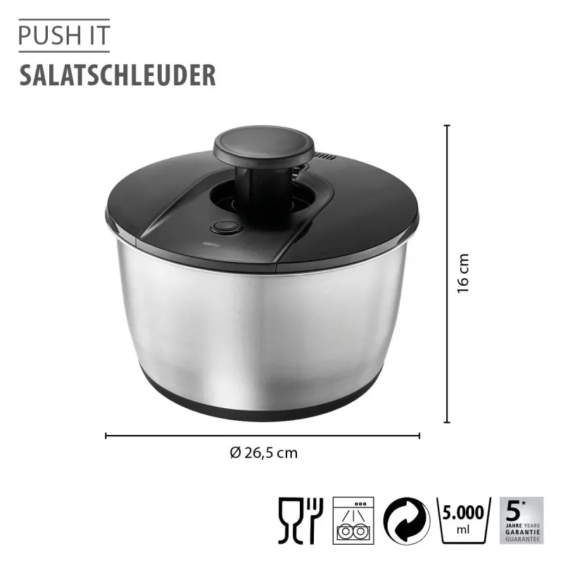 GEFU PUSH IT Centrifuga per insalata in acciaio inox