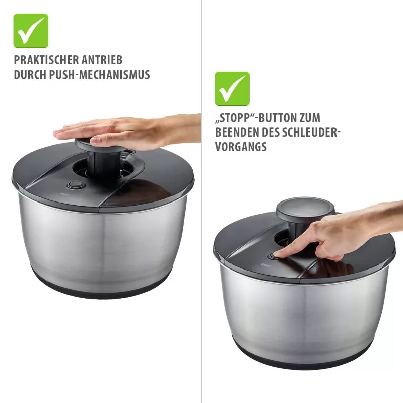 GEFU PUSH IT Centrifuga per insalata in acciaio inox