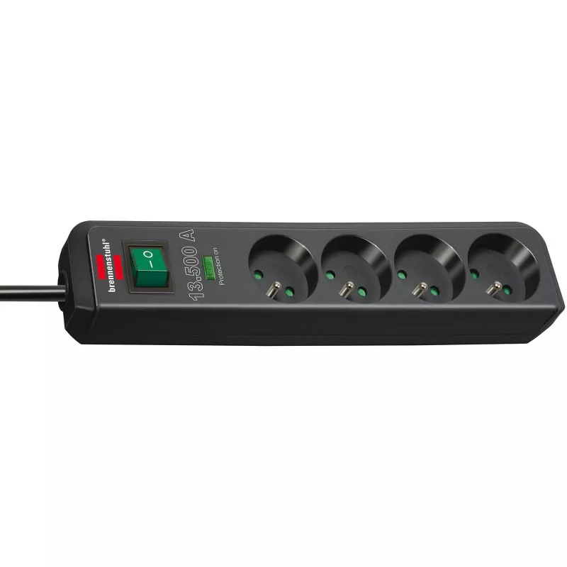 Brennenstuhl Eco-Line ciabatta 4 prese con protezione da sovratensione 1,5m nero 13,5kA
