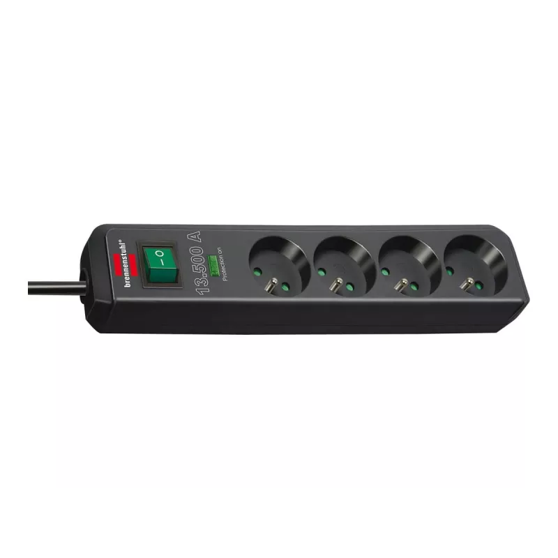 Brennenstuhl Eco-Line ciabatta 4 prese con protezione da sovratensione 1,5m nero 13,5kA