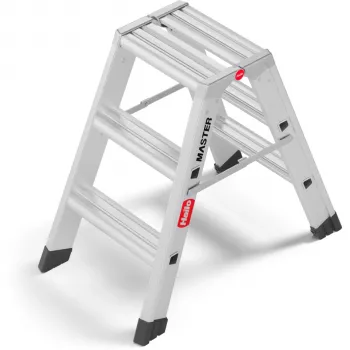 Hailo Master D80 scala a gradini pieghevole a doppia faccia 2 x 3 gradini, alluminio, portata 150 kg, EN 131