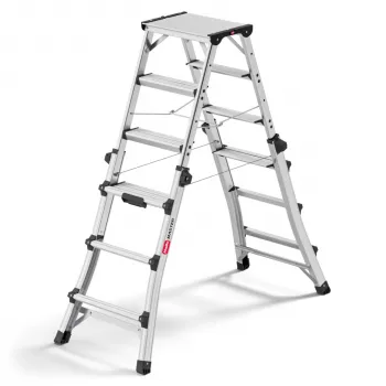 Hailo Master DTL100 scala combinata telescopica 2x4 - 2x6 gradini 150 kg alluminio