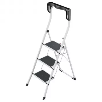 Hailo K75 ComfortLine sgabello di sicurezza 3 gradini, argento/nero, portata 150 kg