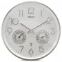 MEBUS 12989 orologio da parete radiocontrollato con termoigrometro, cornice argento, quadrante bianco, DCF77