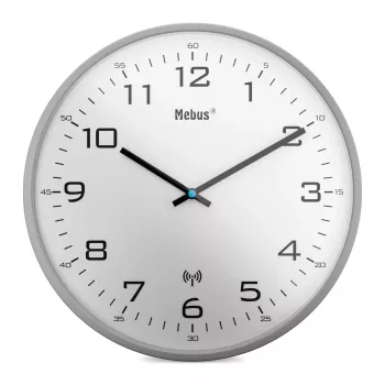 MEBUS 13081 orologio da parete radiocontrollato argento 30 cm
